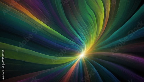 This vibrant abstract image showcases a radiant spectrum of colors emanating from a central light burst, creating a mesmerizing swirl effect. Perfect for dynamic and energetic designs.. AI Generation