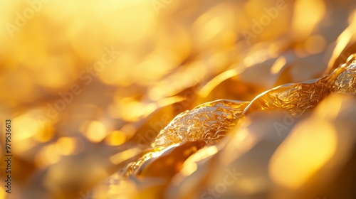  A crisp image of a gold chain, with a clear contrast distinction, and a blur-free representation on its adjacent side