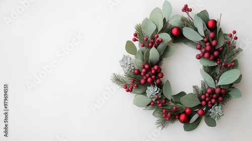 Banner with a Christmas wreath