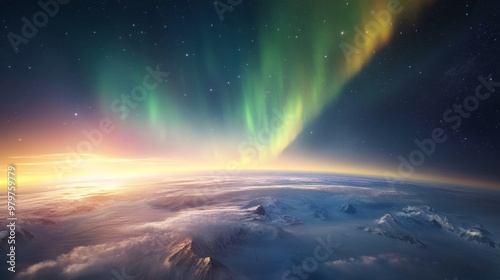 Antarctic atmosphere, polar aurora, vibrant southern lights.