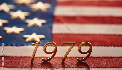 American Flag with Golden 1979 Nuances