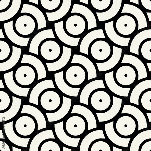 Vector seamless pattern. Geometric bold ornament. Stylish monochrome background. Bold repeating texture. Striped concentric elements.