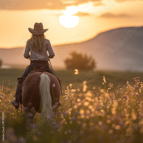 cowgirl riding horse