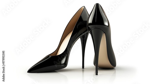 A pair of elegant black stilettos with a pointed toe, displayed on a white background.