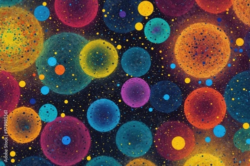 abstract background of multi-colored spots and circles microcosm universe galaxy 13