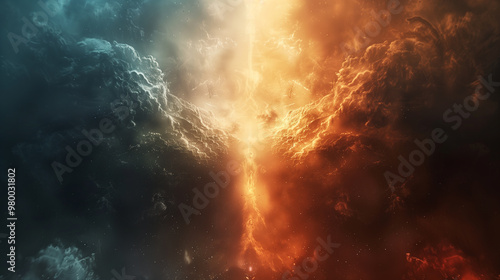 versus wallpaper, heaven and hell, good vs evil, light and darkness background, for match competition