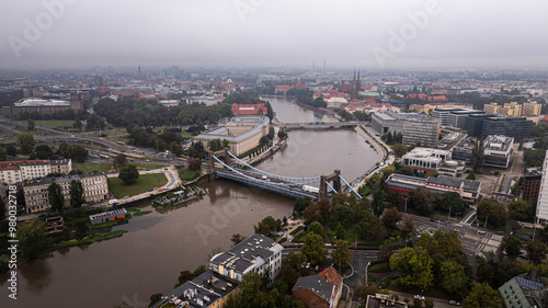 rzeka, woda, miasto, most, wroclaw, polska,powodz