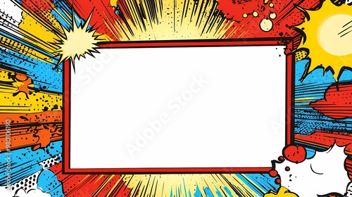 A White Square Frame with a Comic Book Style Background