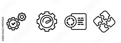 Functional stress test regression and compatibility software testing icon set outline line black in white