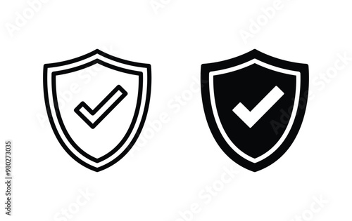 Shield with check mark icon vector