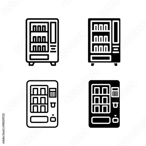 vending machines vector icon set color editable