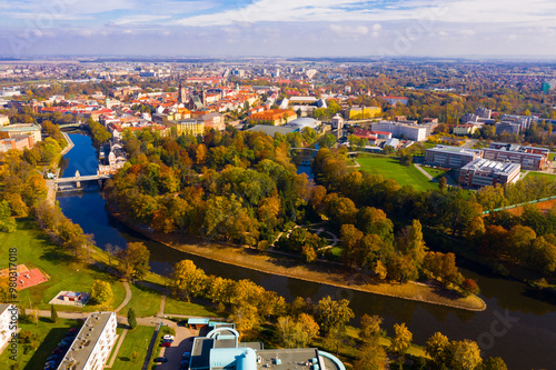 Aerial view on the city Hradec Kralove. Czech Republic