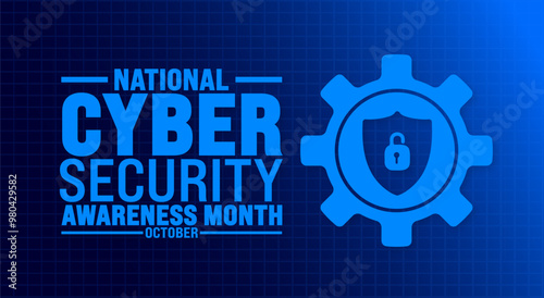 National Cyber security or Cybersecurity Awareness Month background or banner design template is observed every year in October. Holiday concept. Template for card, poster, placard, template. eps 10