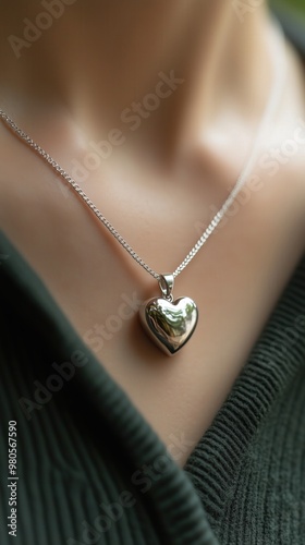 Elegant silver heart pendant on chain for jewelry lovers and fashion inspiration