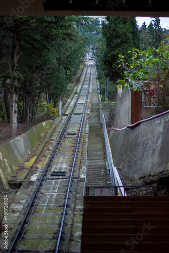 Railway up the Tbilisi funicular mountain, Georgia.