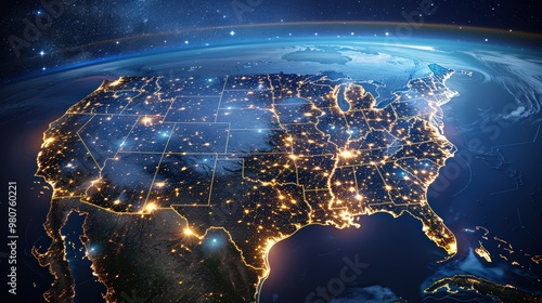 Map of industrial zones across the USA transforming into digital factories and smart manufacturing hubs