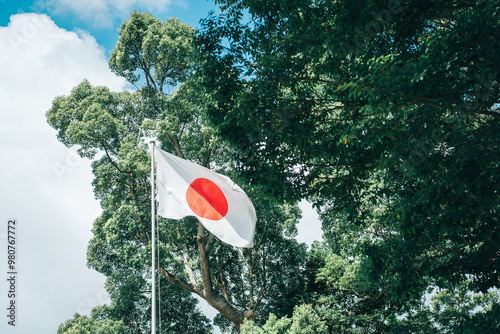 青空にはためく日の丸の国旗