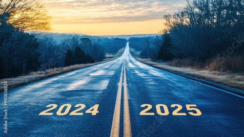 Long, straight road with 2024 and 2025 marked on it.