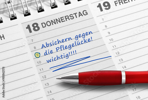 Wichtiger Terminnotiz; Absichern gegen die Pflegelücke