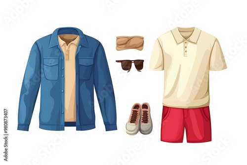 Set of clothes in marine style striped vest and shorts