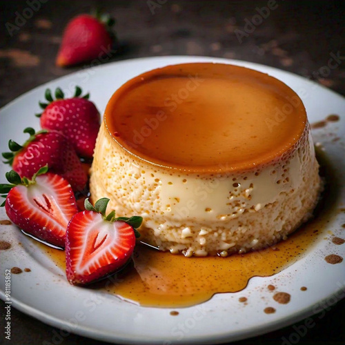 Flan napolitano con fresas 