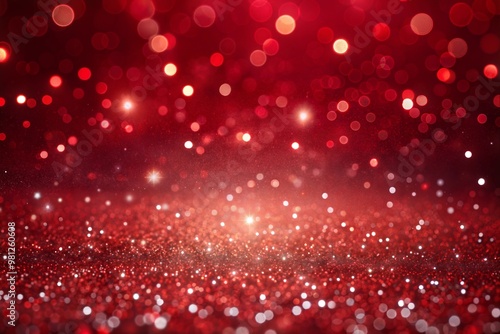 Red glitter and bokeh lights abstract background for festivities