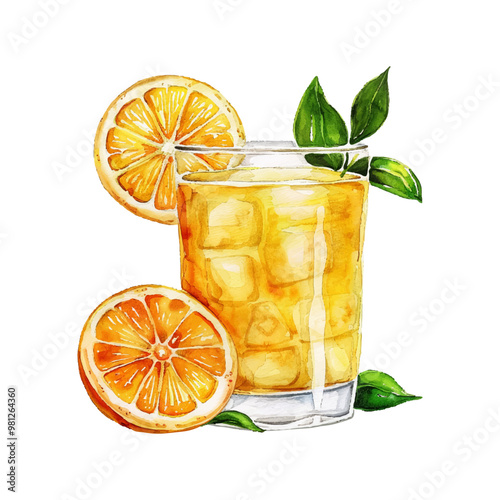 orange juice vector illustration in watercolor style