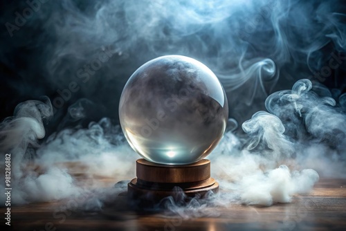 fortune telling crystal ball with mysterious swirling smoke