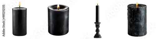 Black Candle - Symbol of protection and banishment Isolated on Clear White Background Highly Detailed 