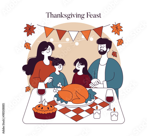 Thanksgiving Day. Flat Vector Illustration