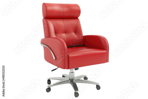 Colorful comfortable leather office chair isolated on white background. Modern office armchair with white backdrop. Studio furniture photography for design and print. Interior office design. AIG57.