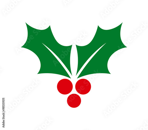 Christmas holly berries symbol. Design element. PNG illustration.