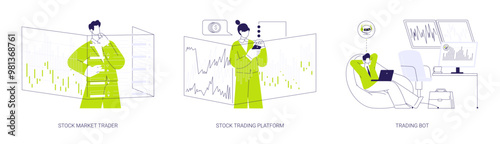 Stock market abstract concept vector illustrations.