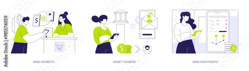 Banking app abstract concept vector illustrations.