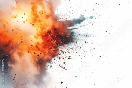 explosion, sparks, graphic effects, white background