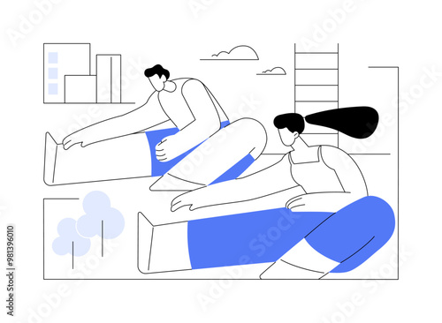 Stretching isolated cartoon vector illustrations.