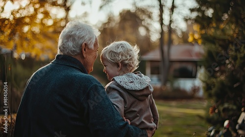 back view, A heartwarming picture of grandparents and grandchildren sharing laughter, stories, and cherished moments, showcasing the beautiful