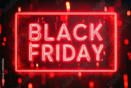 Black friday neon sign lighting up dark background