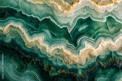 Gradient surface of green agate rock.