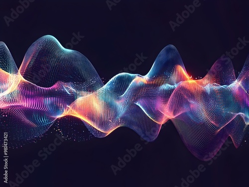 Vibrant Abstract Sound Waves with Dynamic Glitch Effects in Neon Gradient