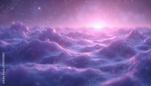 Rippling lavender waves on a cosmic ocean with starlight with copy space