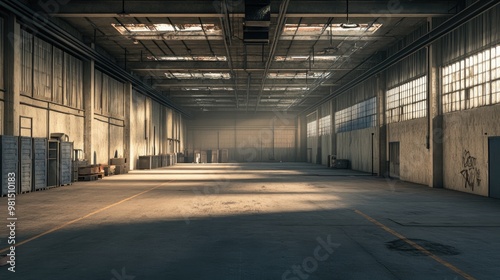 Attention: Make sure that the warehouse appears completely vacant and orderly. Avoid including any personnel or equipment that might detract from the emptiness of the space.