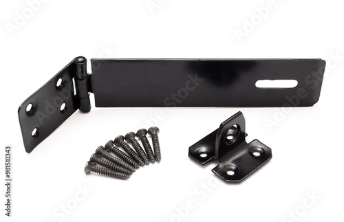 Door and gate latch with attachment screws on white