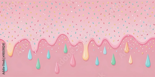 Pink Dripping Glaze with Sprinkles, Background, Dessert, Candy