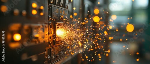 Electrical sparks from a short-circuiting AC control panel