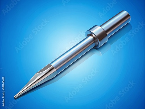 A high-quality vector graphic of a tapered reamer isolated on a gradient blue backdrop, emphasizing its precise cutting edges and ergonomic handle, with accurate color representation 