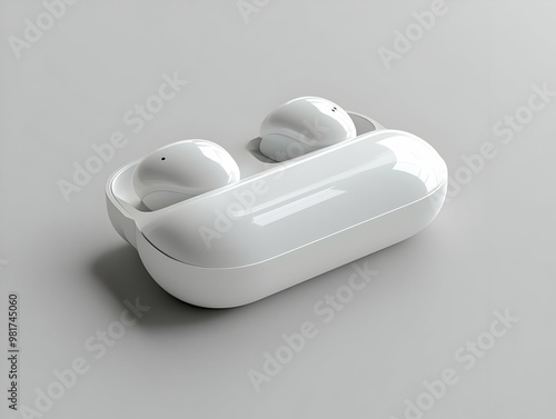 Elegant white wireless earbuds with charging case, perfect for music lovers and tech enthusiasts on the go.