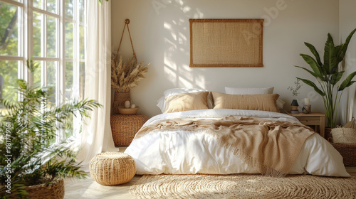 Cozy bedroom with natural elements