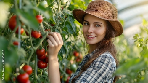 Small biz owner checks organic farm output