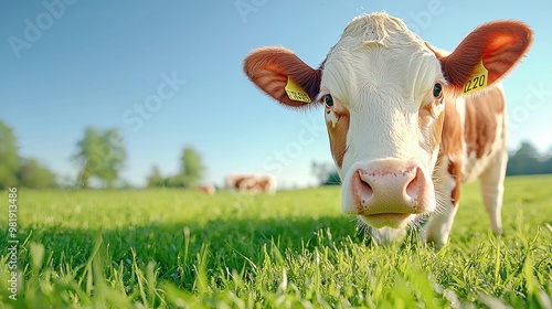 Curious Cow in a Lush Meadow